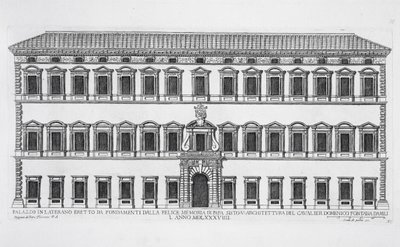 View of the facade of the Lateran Palace, Rome, commissioned by Pope Sixtus V and designed by Domenico Fontana in 1589 by Pietro Ferrerio